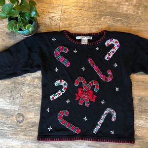 VINTAGE Pretty Ugly Candy Cane Christmas Sweater